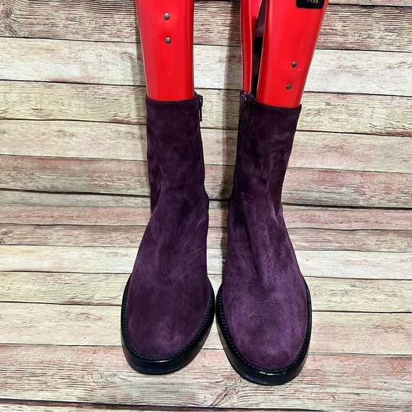 Ann Demeulemeester Purple Seude Heeled Chunky Ankle Boots - Picture 5 of 10
